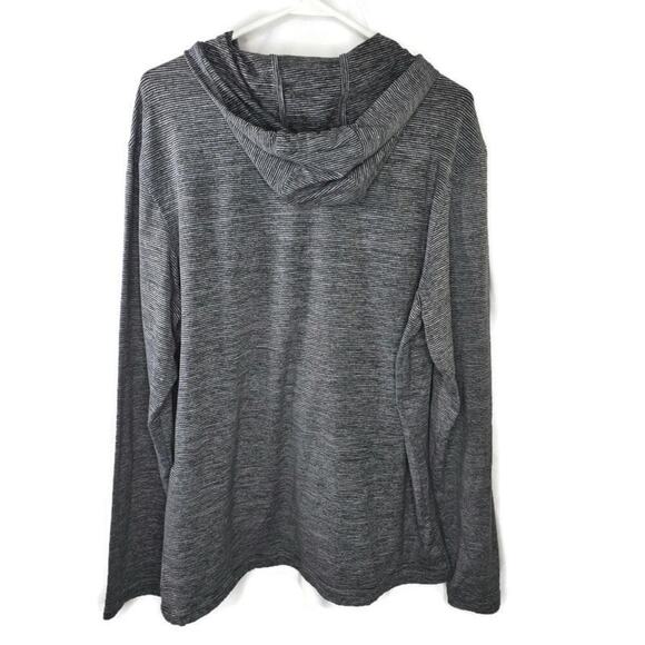 01. ALGO Performance Quick Dry Moisture Wicking Gray Stripe Hooded Top Large - Picture 7 of 7